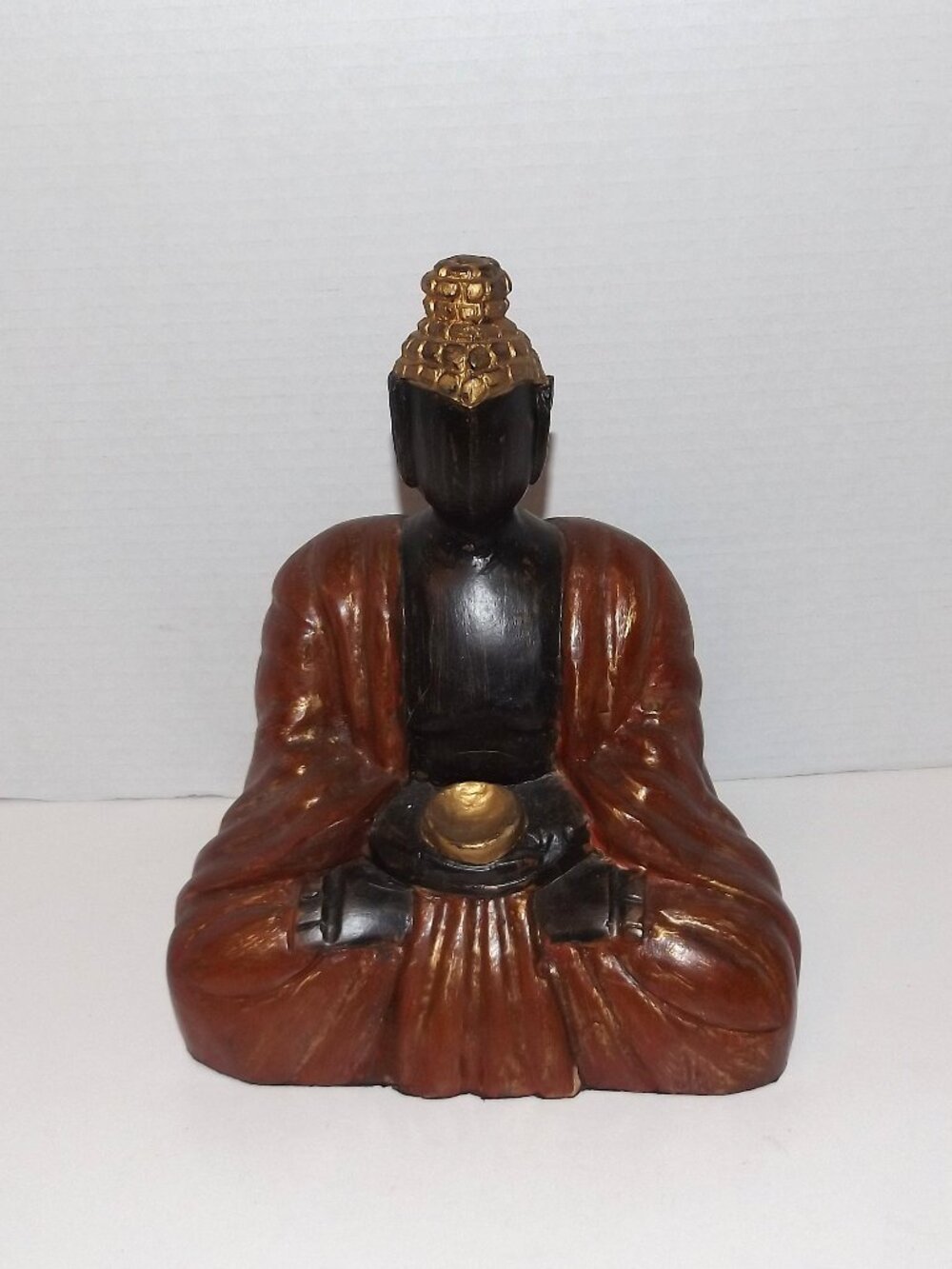 Pier 1 Resin 9” Meditating Buddha Statue Figurine Gold Brushed